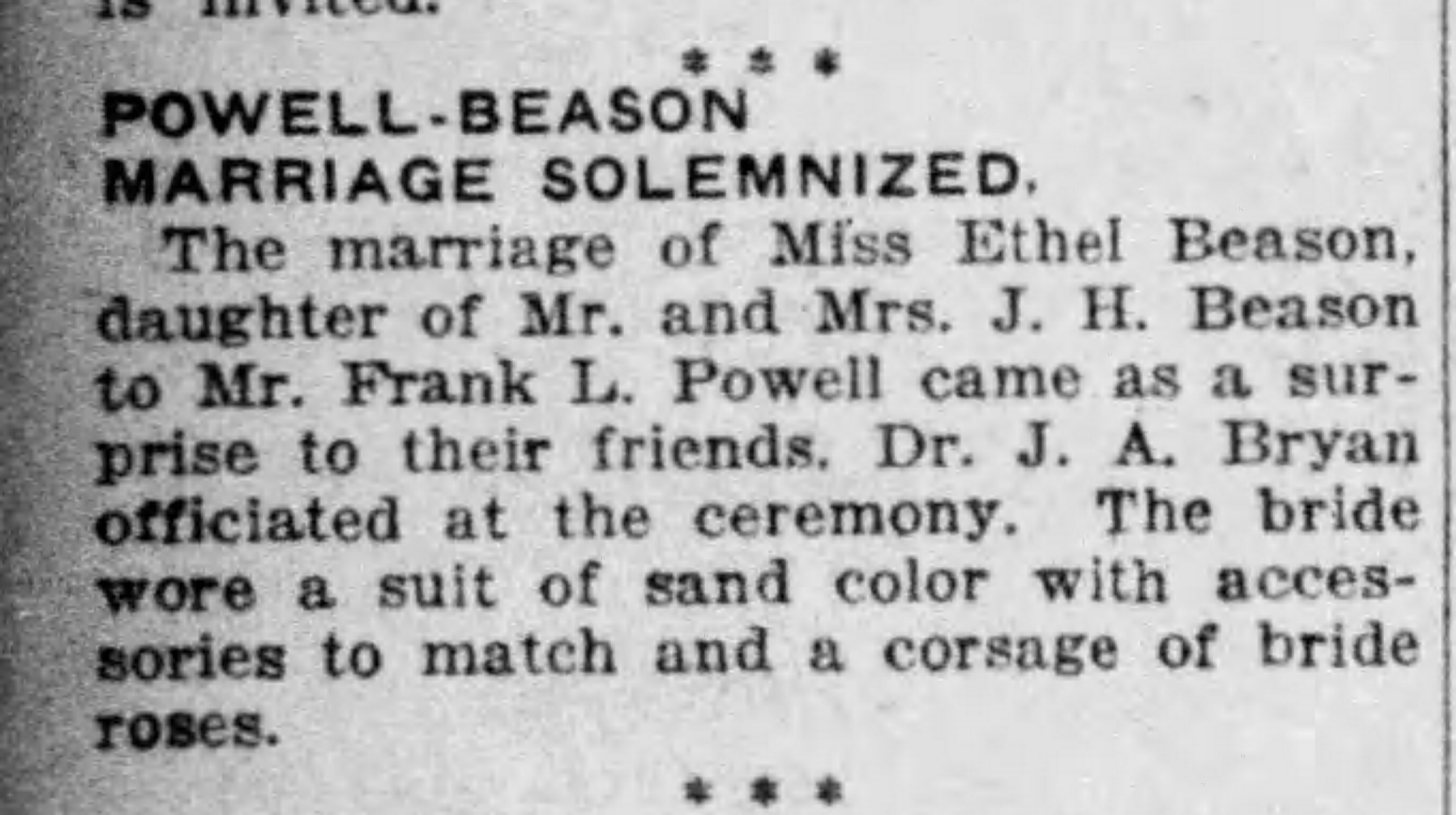 Ethel Beason-Frank L. Powell